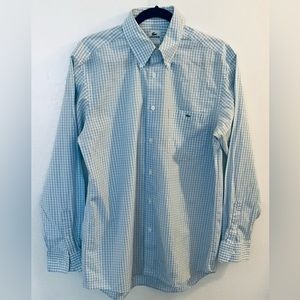 Lacoste | Long Sleeve Button Down | Light Blue Check Pattern | Sized 40/Medium